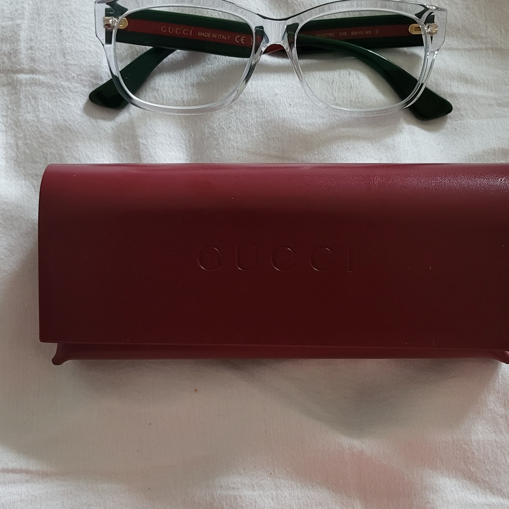 Gucci Clear Glasses with Green Arms